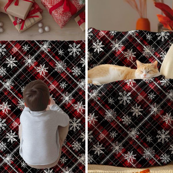 Plaid Snowflake Holiday Throw Blanket - Image 3
