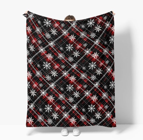 Plaid Snowflake Holiday Throw Blanket - Image 4