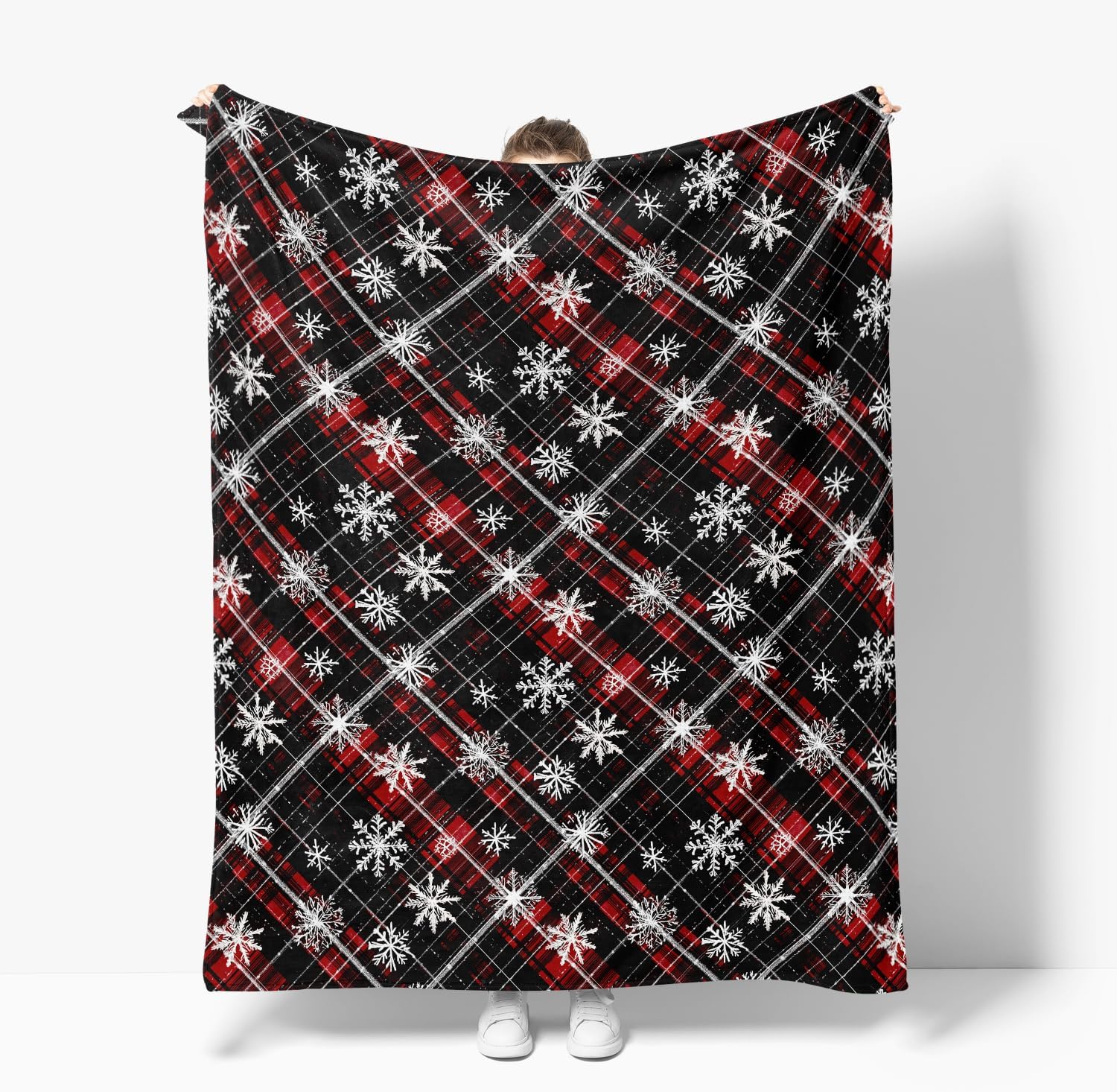 Plaid Snowflake Holiday Throw Blanket - Image 4