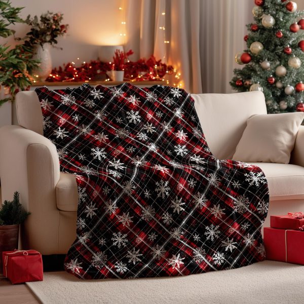 Plaid Snowflake Holiday Throw Blanket - Image 5