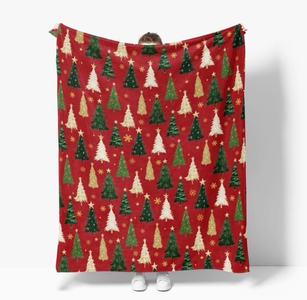 Red Christmas Tree Holiday Blanket - Image 3