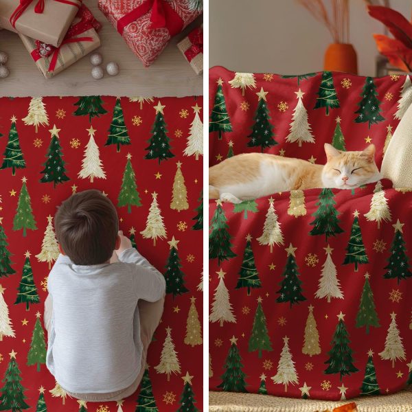 Red Christmas Tree Holiday Blanket - Image 5