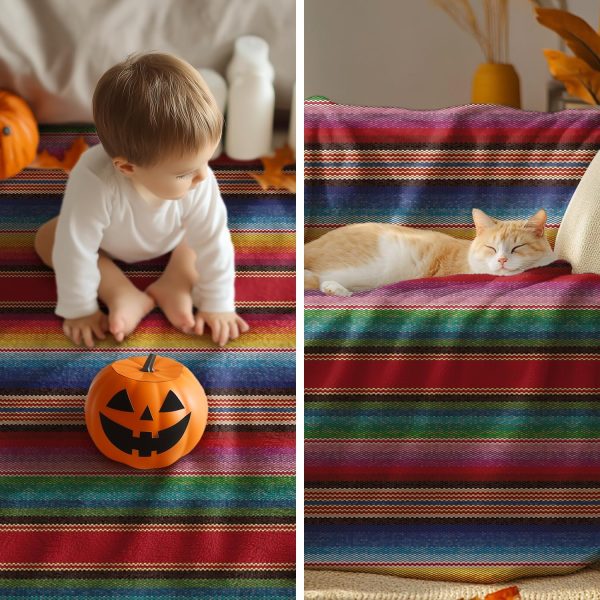 Colorful Striped Southwest-Inspired Throw Blanket - Image 2