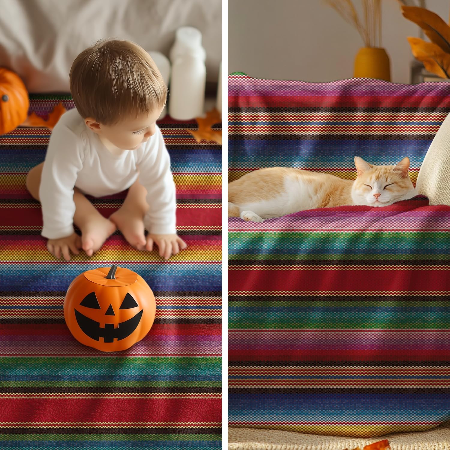 Colorful Striped Southwest-Inspired Throw Blanket - Image 2