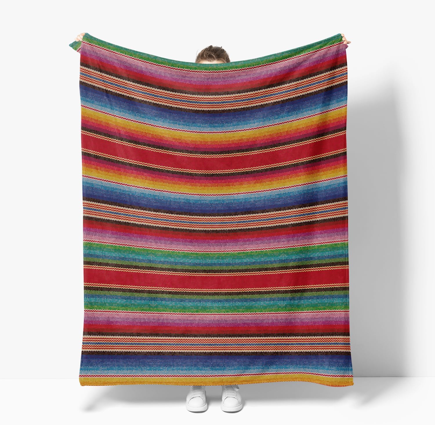 Colorful Striped Southwest-Inspired Throw Blanket - Image 3