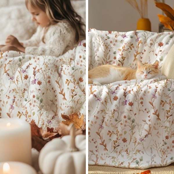 Autumn Wildflower Throw Blanket - Image 3