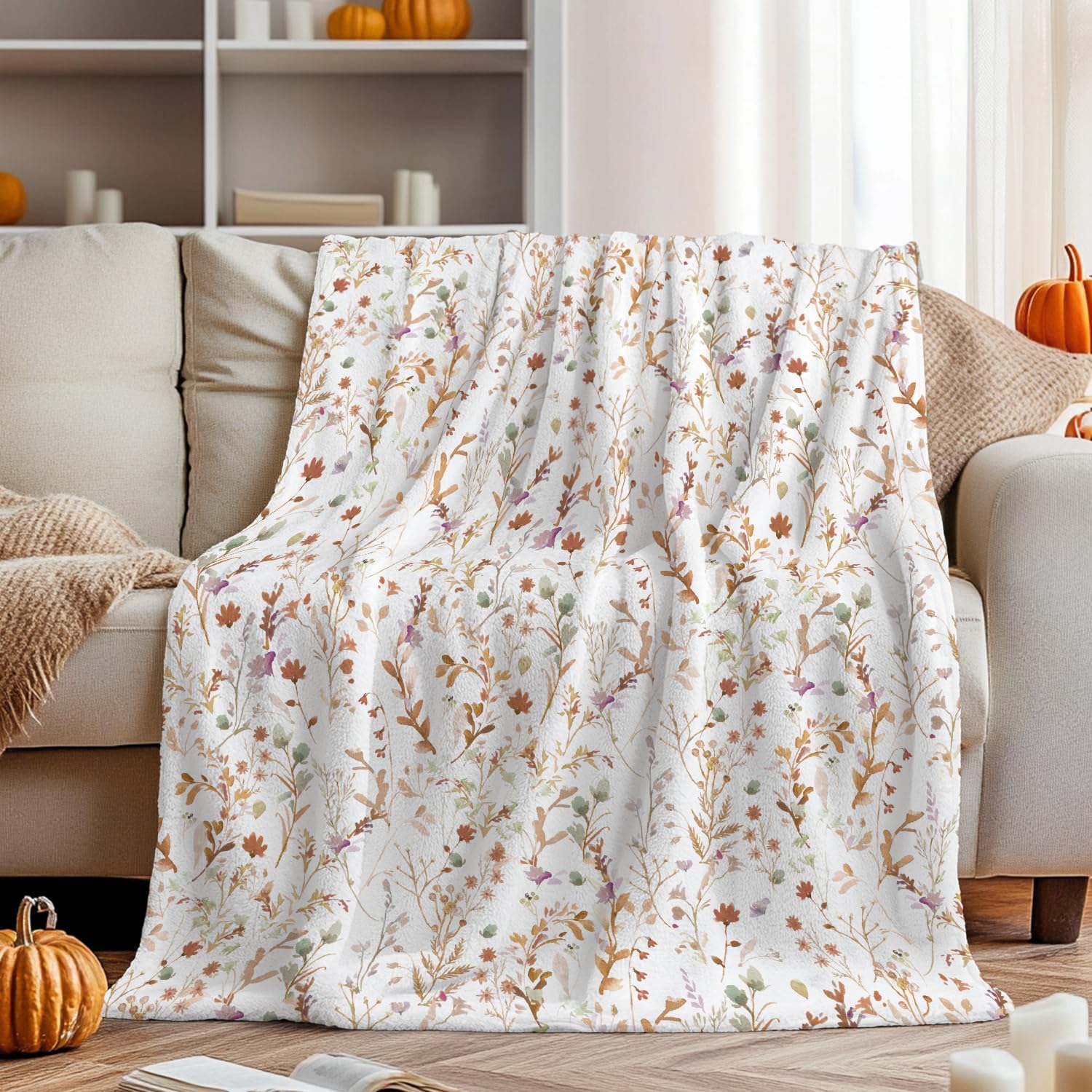 Autumn Wildflower Throw Blanket - Image 4