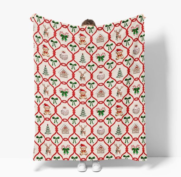 Holiday Wreath & Ornament Christmas Throw Blanket - Image 4