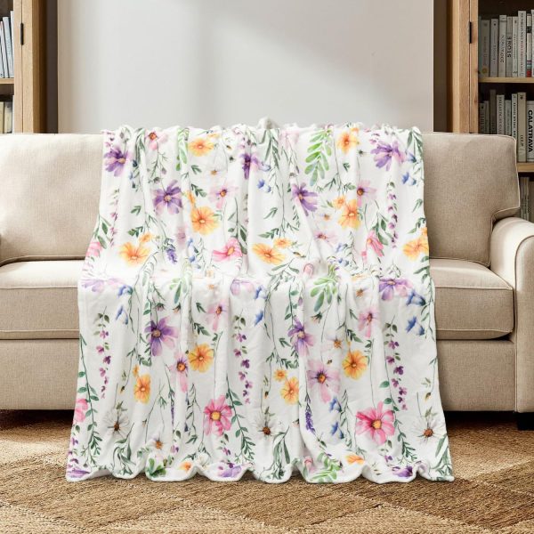 Floral Watercolor Throw Blanket - Image 2