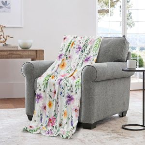 Floral Watercolor Throw Blanket
