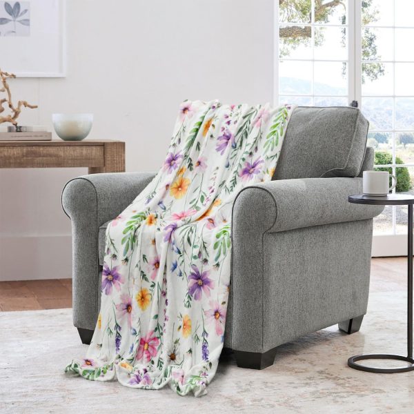 Floral Watercolor Throw Blanket