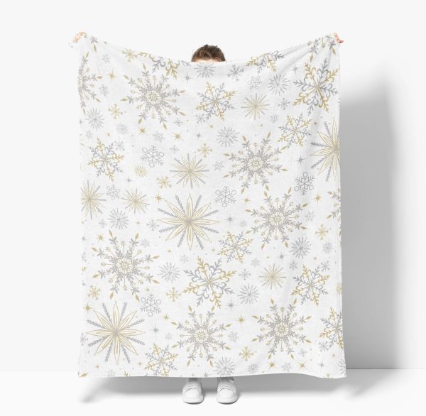 Golden Snowflake Winter Throw Blanket - Image 5