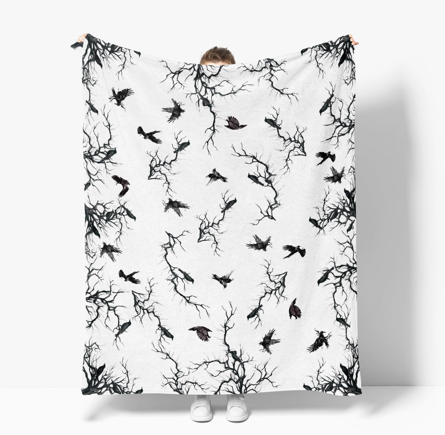 Haunted Raven & Branches Halloween Throw Blanket - Image 4