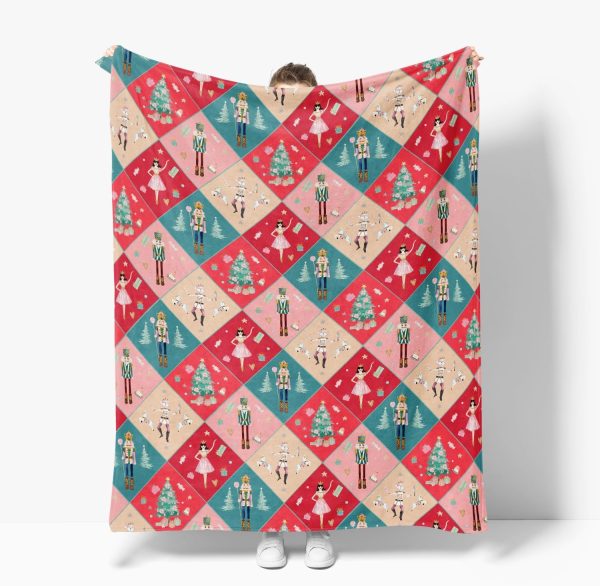 Nutcracker Christmas Patchwork Throw Blanket - Image 2