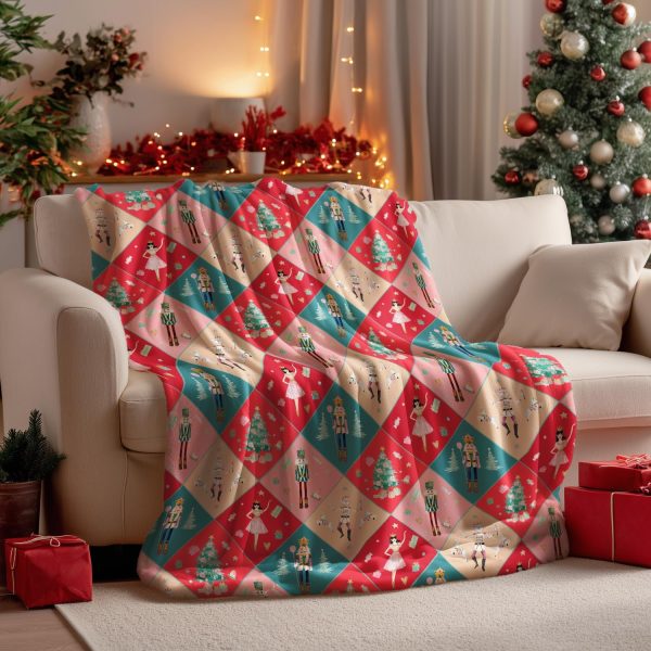 Nutcracker Christmas Patchwork Throw Blanket - Image 4