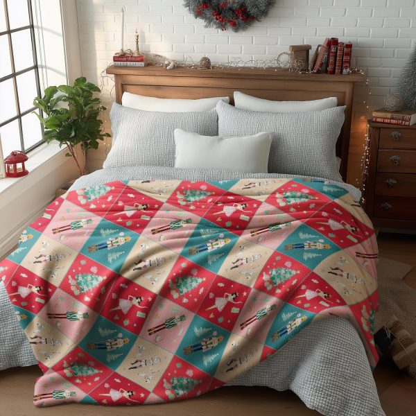 Nutcracker Christmas Patchwork Throw Blanket - Image 5
