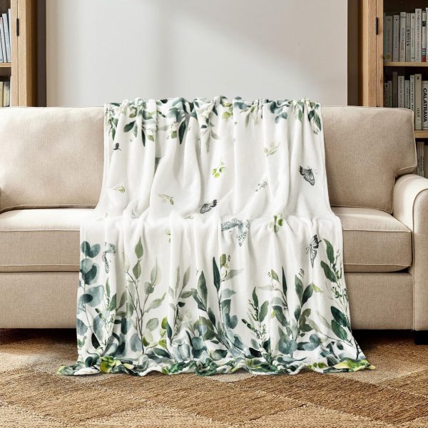 Botanical Leaves & Butterfly Throw Blanket - Image 2