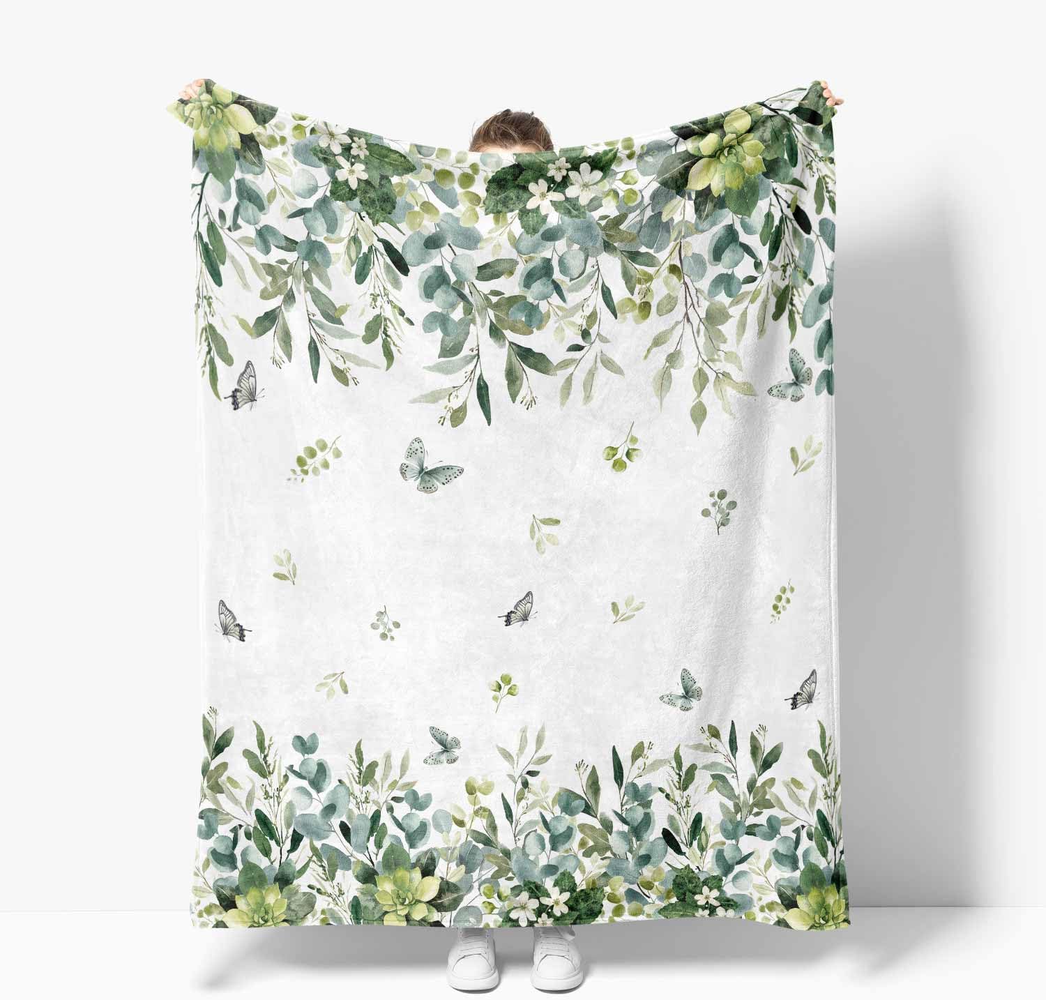 Botanical Leaves & Butterfly Throw Blanket - Image 4