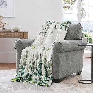 Botanical Leaves & Butterfly Throw Blanket