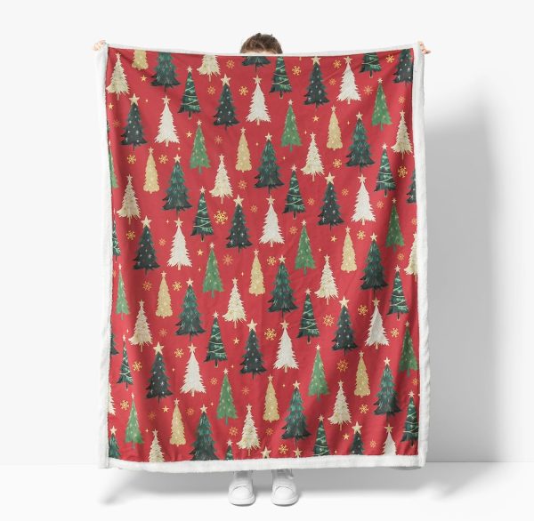 Festive Christmas Tree Sherpa Throw Blanket - Image 2