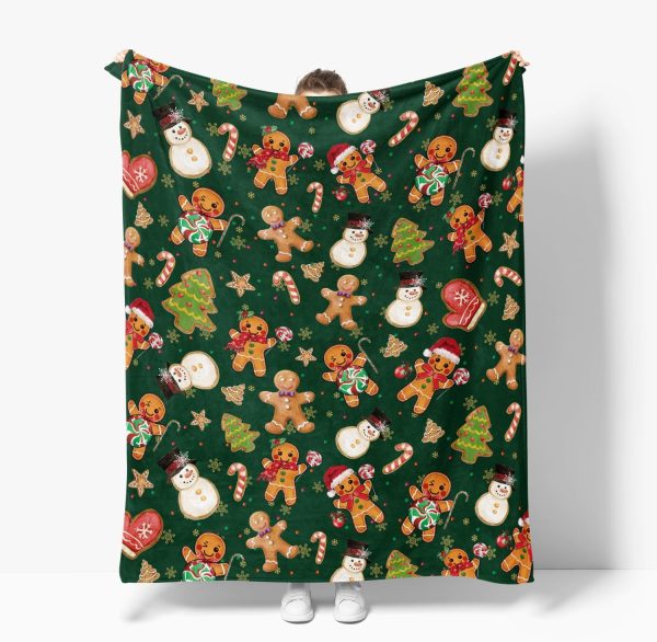 Gingerbread & Candy Cane Christmas Throw Blanket - Image 4