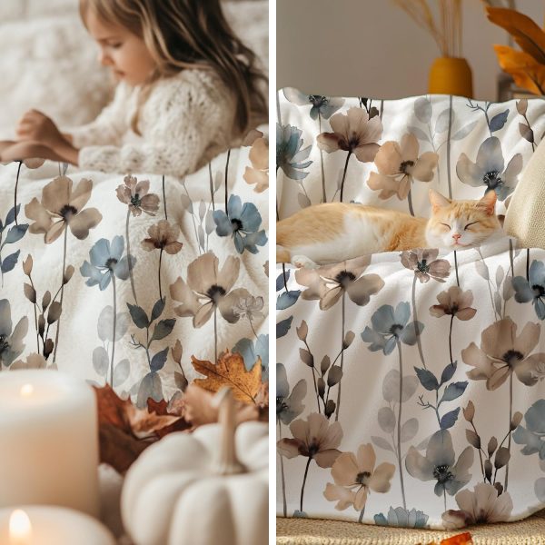 Watercolor Floral Throw Blanket - Image 2