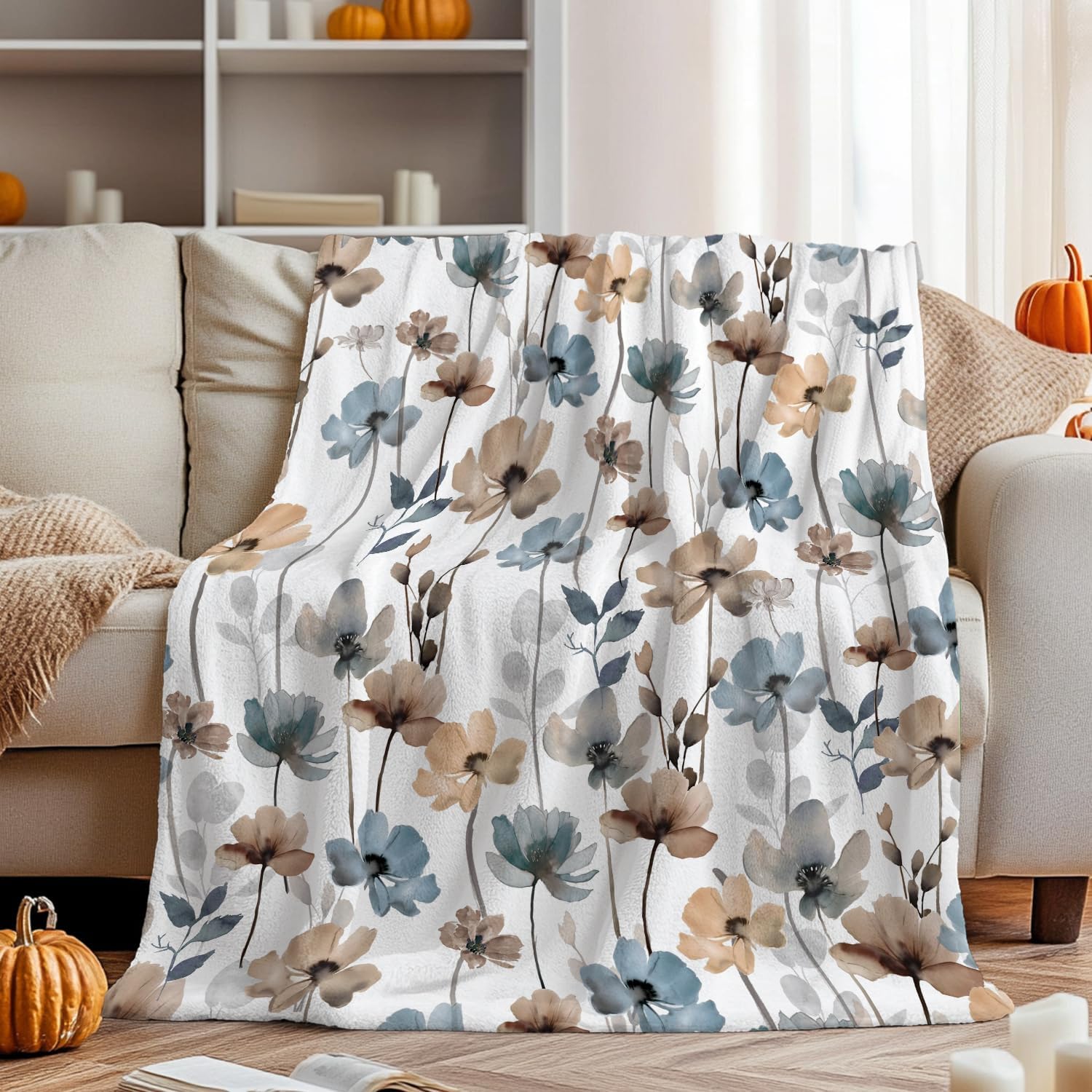 Watercolor Floral Throw Blanket - Image 3
