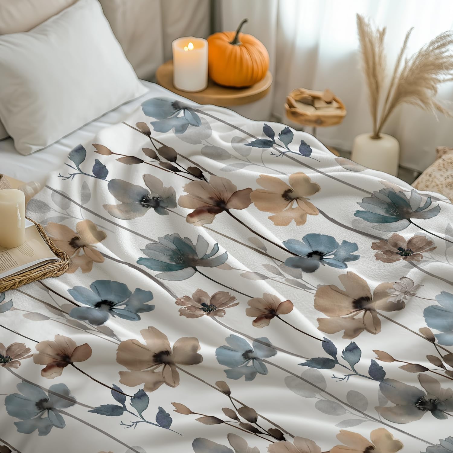 Watercolor Floral Throw Blanket - Image 4