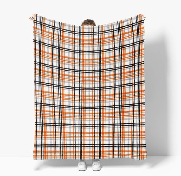 Orange Plaid Halloween Throw Blanket - Image 4