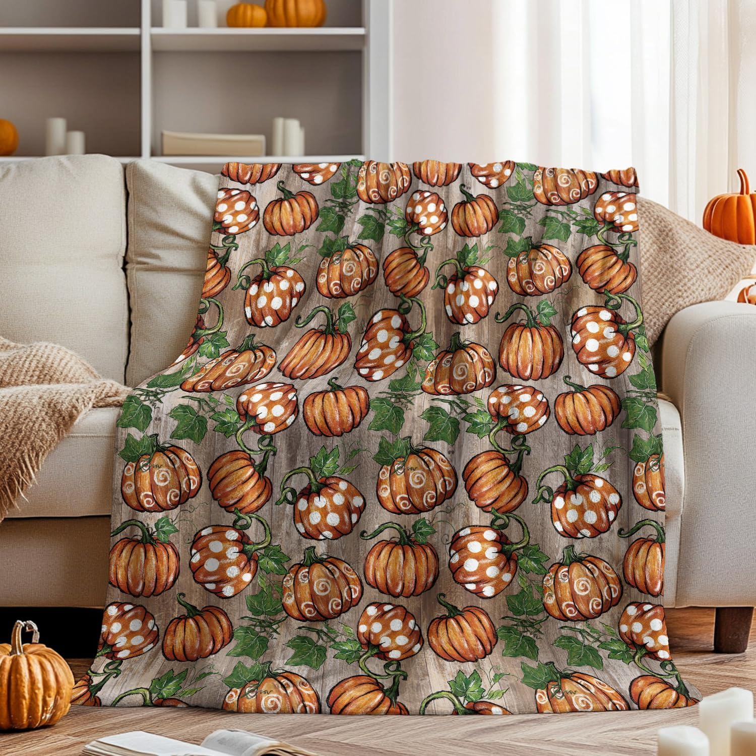 Pumpkin Harvest Fall Throw Blanket - Image 2