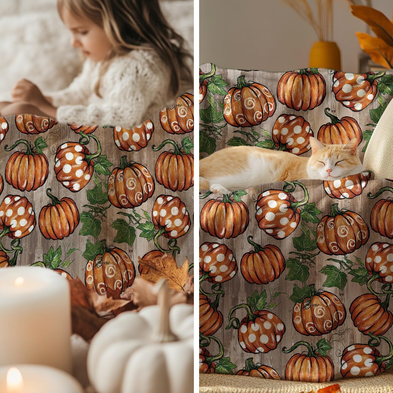 Pumpkin Harvest Fall Throw Blanket - Image 3