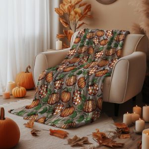 Pumpkin Harvest Fall Throw Blanket
