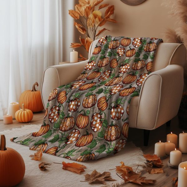 Pumpkin Harvest Fall Throw Blanket