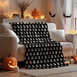 Halloween Ghost Pattern Throw Blanket