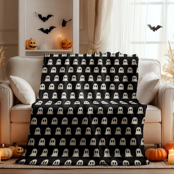 Halloween Ghost Pattern Throw Blanket - Image 3