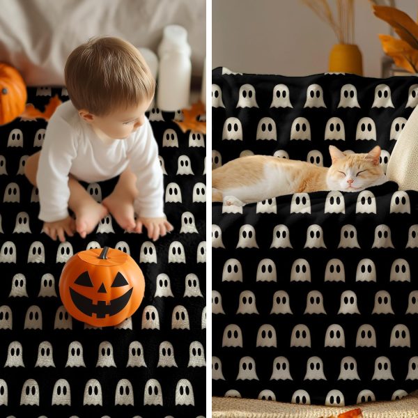 Halloween Ghost Pattern Throw Blanket - Image 5