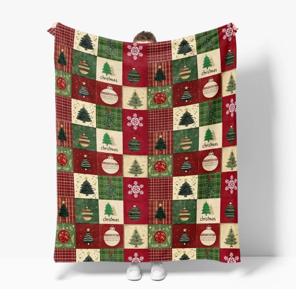 Christmas Patchwork Ornament Throw Blanket - Image 3