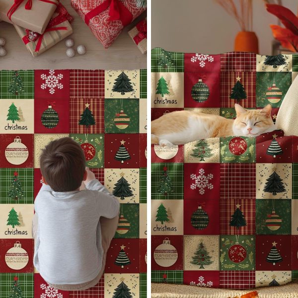 Christmas Patchwork Ornament Throw Blanket - Image 4