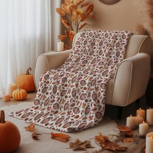 Autumn Football & Leaf Throw Blanket