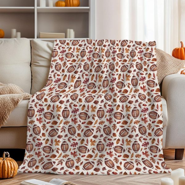 Autumn Football & Leaf Throw Blanket - Image 5