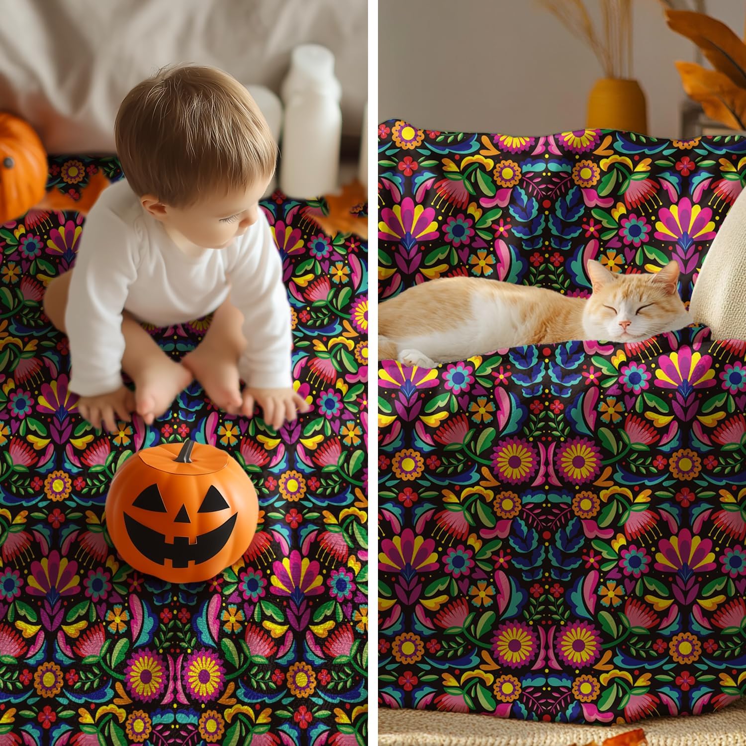 Vibrant Festival Pattern Throw Blanket - Image 2