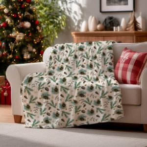 Pinecone & Evergreen Winter Throw Blanket