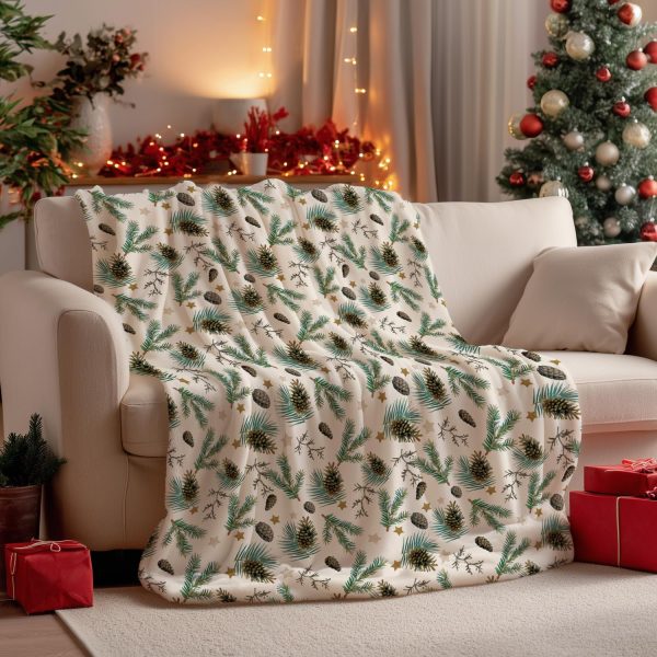 Pinecone & Evergreen Winter Throw Blanket - Image 5
