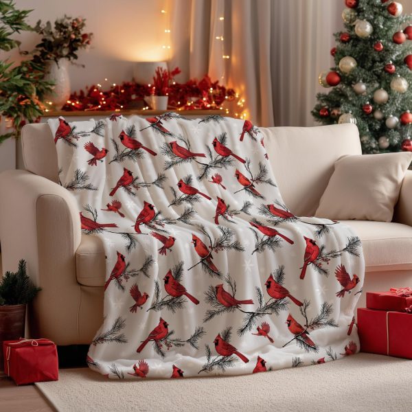 Red Cardinal Winter Throw Blanket - Image 2