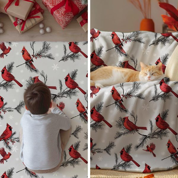 Red Cardinal Winter Throw Blanket - Image 4