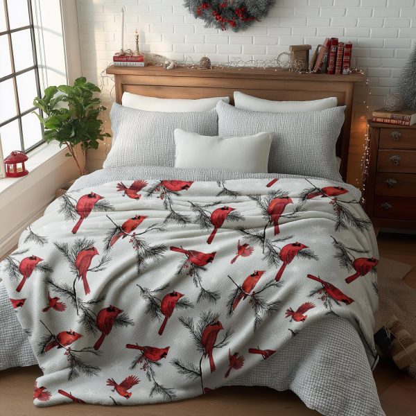 Red Cardinal Winter Throw Blanket - Image 5