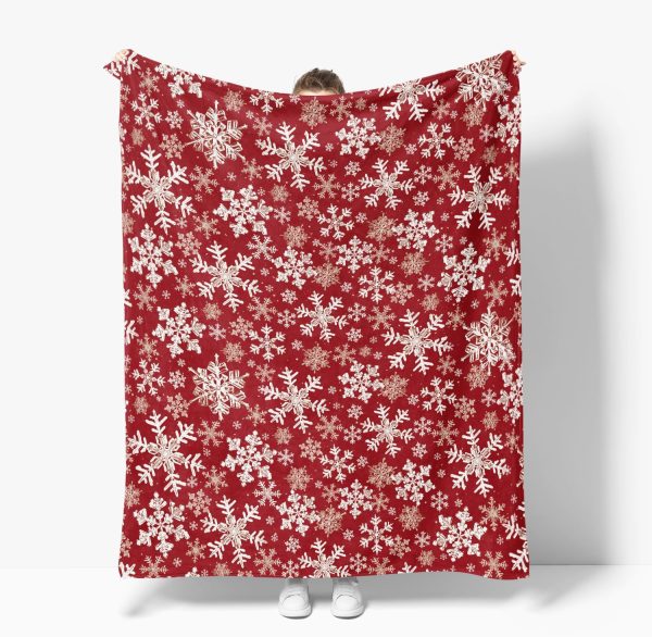 Red Snowflake Holiday Throw Blanket - Image 5