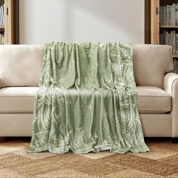 Sage Green Botanical Throw Blanket - Image 2