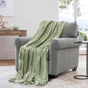 Sage Green Botanical Throw Blanket
