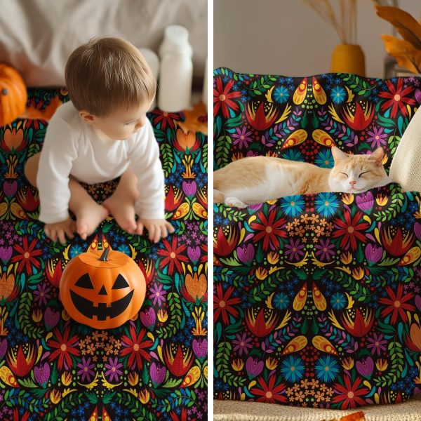 Bohemian Floral Kaleidoscope Throw Blanket - Image 4